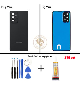 Samsung A33 Siyah Arka Pil Kapağı Batarya Kapağı Lazer Kesim + Yapıştırıcı ve Vida Seti