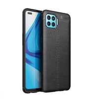 Oppo Reno 4 Lite Kılıf Deri Tarzı Niss Silikon Case (Siyah)