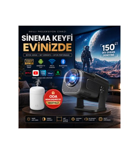 Taşınabilir 4K Full HD Projektör ve Spreyli El Fanı Seti