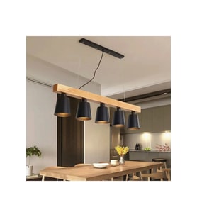 Modern Metal Iskandinav Minimalist Ahşap Avize