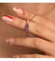 925 Ayar Gümüş Ametist Taşlı Başak Kolye