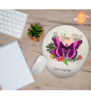 Kişiye Özel Kelebek Temalı Titiz Ol Yazılı Mouse Pad Bilek Destekli
