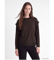 LCW Modest Kahverengi Fırfırlı Kadın Sweatshirt Tunik