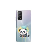 Xiaomi Mi 10 T Pro ile Uyumlu Splash Panda Tasarımlı Şeffaf Silikon Kılıf