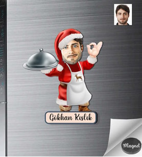 Kişiye Özel Yılbaşı Erkek Ahşap Magnet -4