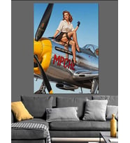Pin Up Kız Ve Uçak Dekoratif Kanvas - Mdf Ahşap Tablo