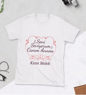 Seni Seviyorum Canım Annem Baskılı Tshirt (Beyaz)