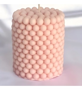 El Yapımı Kiraz Çiçeği Kokulu Bubble - Silindir Mum – Doğal, Dekoratif ve Hediyelik (Çok Renkli-Naturel)