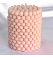 El Yapımı Kiraz Çiçeği Kokulu Bubble - Silindir Mum – Doğal, Dekoratif ve Hediyelik (Çok Renkli-Naturel)