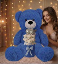 Sevgiliye Özel: Premium Kalp Balonlu Deluxe Peluş Mavi Ayıcık Buketi  90cm Peluş Ayı – Özel Kutulu Tasarım (Lacivert)