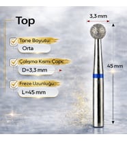 Vladmiva Elmas Freze Başlık Top – Orta Sertlik (Mavi) 0,33 mm – adet fiyatı