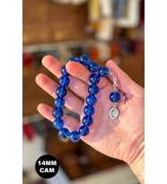 14 MM Küre Mavi 17'lik Cam Tesbih