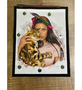 25X20 CM  3 BOYUTLU PUL PAYETKLİ KEDİ VE KIZ ARMA YAMA DİKİŞ GİYİM AKSESUARI