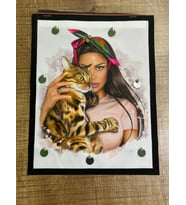 25X20 CM  3 BOYUTLU PUL PAYETKLİ KEDİ VE KIZ ARMA YAMA DİKİŞ GİYİM AKSESUARI