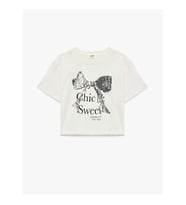 Koton Pullu Payetli Fiyonklu Ekru Kız Çocuk T-Shirt 6SKG10195AK