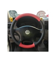 DİKİŞLİ DİREKSİYON KILIFI SİYAH DERİ KIRMIZI DERİ SİYAH DİKİŞLİ VW CRAFTER İÇİN