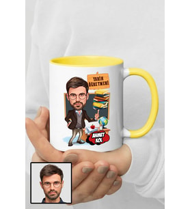 Erkek Tarih Öğretmenine Hediye Karikatürlü Sarı Kupa Bardak