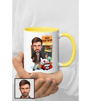 Erkek Tarih Öğretmenine Hediye Karikatürlü Sarı Kupa Bardak