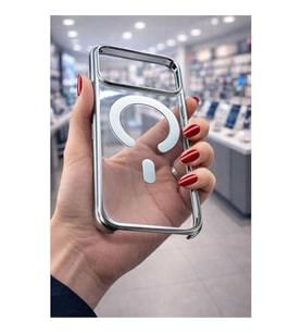Coverzone iPhone 17 Pro Max ile Uyumlu CrystalEdge MagSafe ile uyumlu ?effaf Logo G�steren Renkli Kenarl? Darbeye Dayan?kl? Premium K?l?f G�m�?