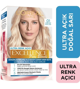 Loreal Excellence Creme Saç Boyası 01 Açıcı Ultra Açık Doğal Sarı