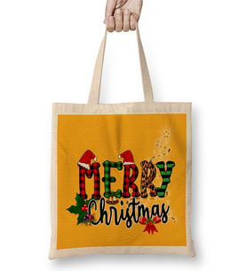 Yılbaşı Yeni Yıl Konseptli Merry Christmas 025 Bez Çanta Uzun Saplı