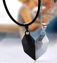 Mıknatıslı Çift Kalpli Kadın Erkek Sevgili Kolyesi Ruh Eşi bbk30 (Metal)