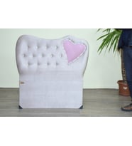 Başlık 90*190cm Tay Tüy Kumaş 13421 SİLİNİR Dolgun Pembe Kalpli El Yapım (Krem)