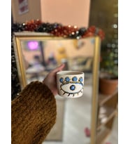 Nazar Göz Detay Kahve Fincanı Mug 24K Altın (Beyaz)