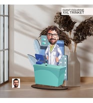 BK Gift Kişiye Özel Eczacı Karikatürlü Büyük Boy Ahşap Biblo-4 Arkadaşa Hediye , Sevgiliye Hediye, Kişiye Özel Biblolar