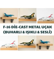 F-16 Die-Cast Çek Bırak Şarjlı Metal Uçak - Buharlı, Işıklı ve Sesli Model