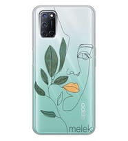 Oppo Çizgi Yapraklı Kadın Tasarımlı Şeffaf Telefon Kılıfı