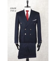 Kruvaze Metal Düğme Geniş Sivri Yaka Slim Fit Çift Yırtmaç Lacivert Drop 6 Takım Elbise