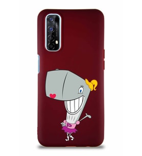Realme 7 Soft Premier Kapak Pearl Yengeç Tasarımlı Silikon Kılıf - Mürdüm (Şeffaf)