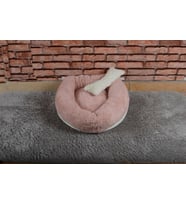 Cookie Pet Sherpa Polar Yıkanabilir Yuvarlak Köpek Kedi Yatağı 60 cm Açık Pudra