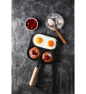 Nišhev Premium 3 Bölmeli Döküm Pankek & Omlet Tava – 19x19 cm