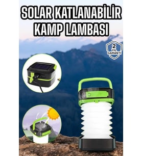 Güneş Enerjili Led Lamba Kamp Lambası Katlanabilir Lamba USB Şarjlı