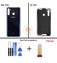 Infinix S5 Lacivert Uyumlu Arka Kapak + Yapıştırıcı ve Vida Seti Arka Cam Batarya Pil Kapağı