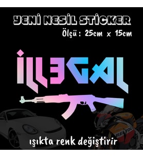 ille gal  ön arka cam uyumlu 2ADET oto sticker - ışıkta renk değiştiren hologram sticker yapıştırma