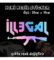 ille gal  ön arka cam uyumlu 2ADET oto sticker - ışıkta renk değiştiren hologram sticker yapıştırma