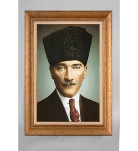 Altın Varaklı Paspartulu Çerçeveli Atatürk Tablo nt1078