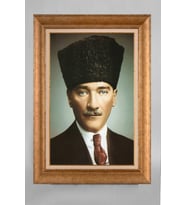 Altın Varaklı Paspartulu Çerçeveli Atatürk Tablo nt1078