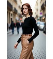 Kadın Fitted Bisiklet Yaka Uzun Kollu Fitilli Triko Kazak Günlük Şık ve Konforlu Stil Kaliteli