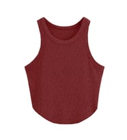 Liona Kadın Oval Etekli Melanj Bordo Renk Bisiklet Yaka Crop Top Bluz