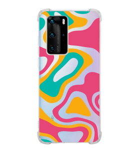 Huawei P40 Pro  Köşe Korumalı Antişok Kapak Renkli Desen Tasarımlı Şeffaf  Kılıf