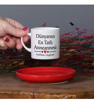 Anneanneye Hediye Kişiye Özel Dünyanın En Tatlı Anneannesi Tasarımlı İsimli Türk Kahvesi Fincan Takımı