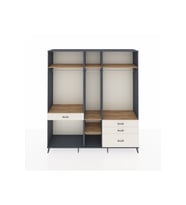 Hyperion Dolap 7 Raflı 4 Çekmeceli 3 Askılı 220x44x243 Antrasit-Çam/Aytaşı