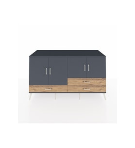 Kronos Konsol 5 Raflı 3 Çekmeceli 4 Kapaklı 176x59x99 Antrasit-Antrasit/Çam