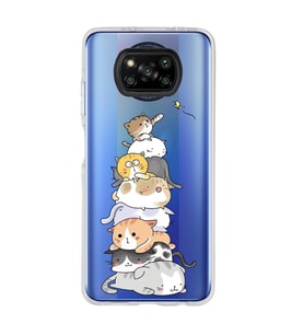 Poco X3 Pro / X3 NFC Uyumlu Sevimli Kedicikler Tasarımlı Şeffaf Telefon Kılıfı