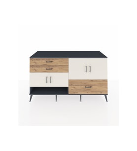 Kronos Konsol 3 Raflı 3 Çekmeceli 4 Kapaklı 176x59x99 Antrasit-Aytaşı/Çam