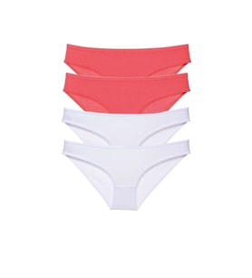 4 adet Eko Set Likralı Kadın Slip Külot Fuşya Beyaz